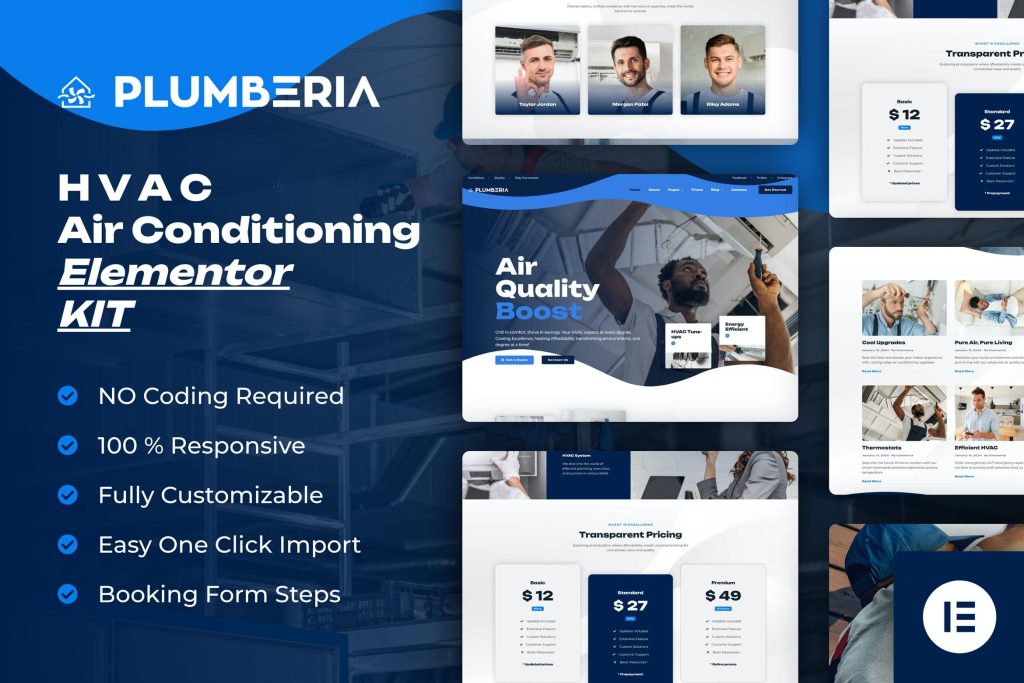 Plumberia – Air Conditioning & HVAC Repair Service Elementor Pro Template