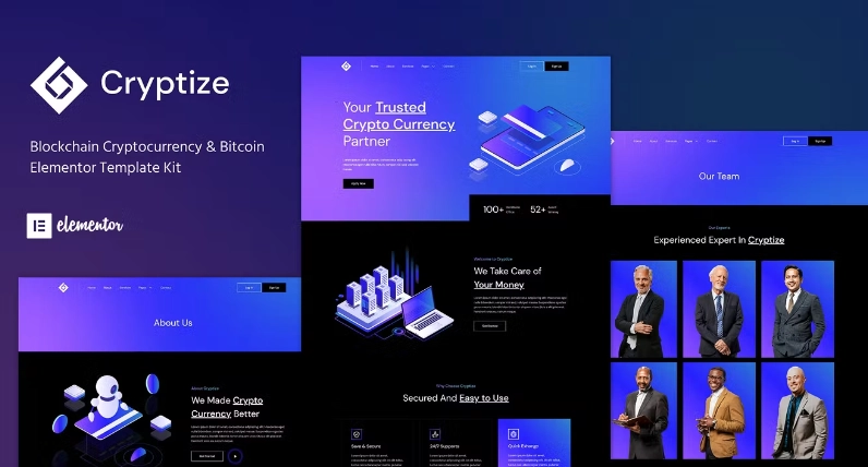 Cryptize – Blockchain Cryptocurrency & Bitcoin Elementor Template