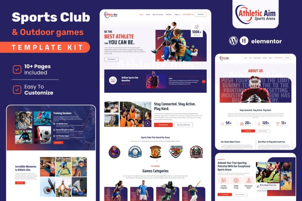 Athletic Aim – Sports Club & Outdoor Games Elementor Template