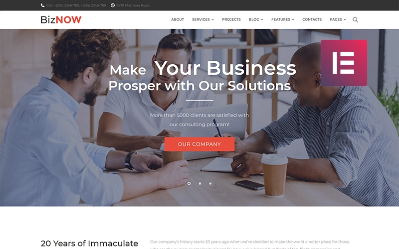 Biznow – Business Consulting WordPress Elementor Theme WordPress Theme