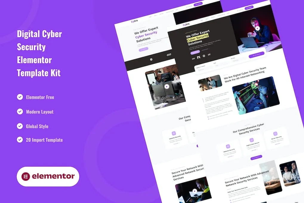 Cybra – Digital Cyber Security Elementor Template