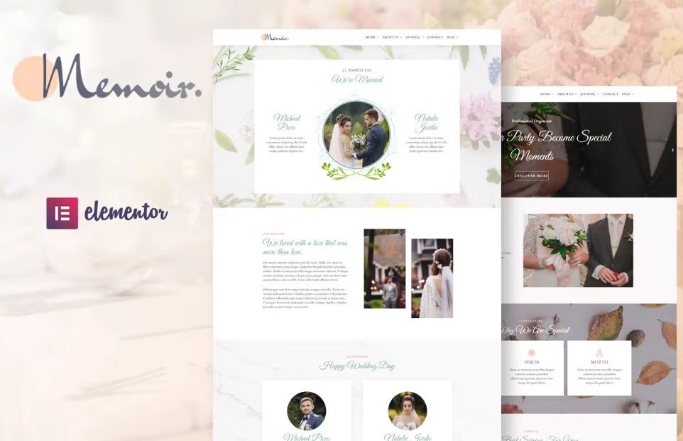 Memoir – Wedding Event & Party Organizer Elementor Template