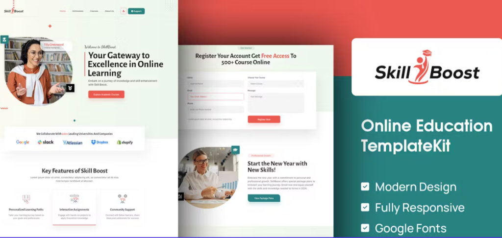 Skill Boost – Online Education Elementor Template