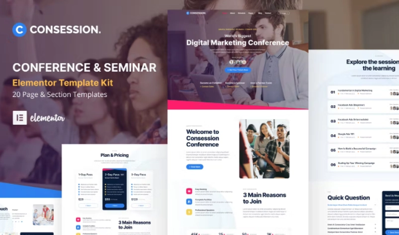 Consession – Conference & Seminar Elementor Template