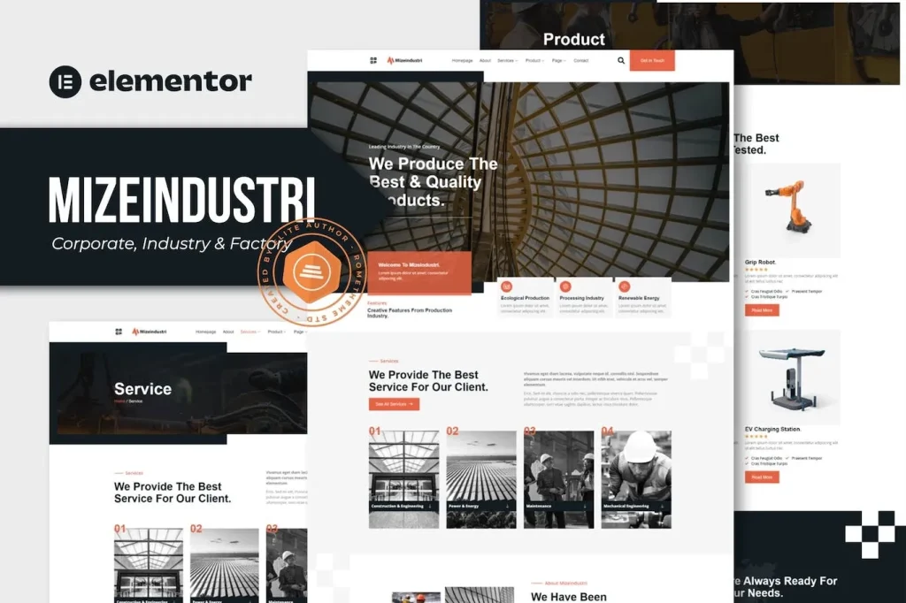 Mizeindustri – Corporate, Industry & Factory Elementor Template