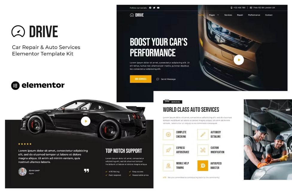 Drive – Car Repair & Auto Service Elementor Template