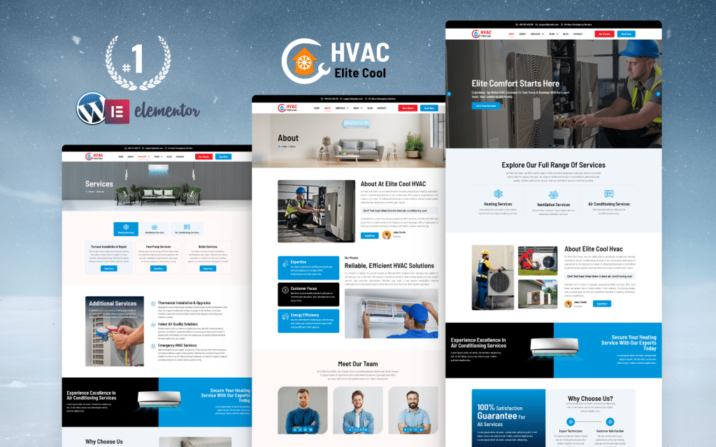 Elite Cool HVAC AC Repair Template Kit Elementor