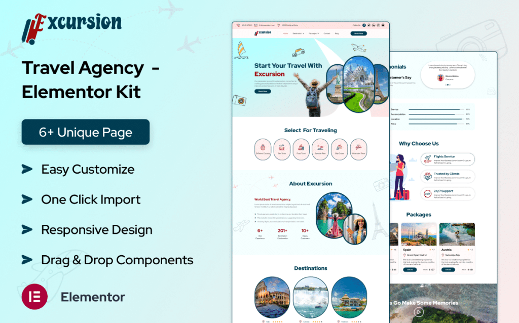 Excursion – Travel Agency Elementor Kit