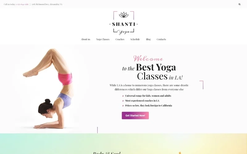 Shanti – Yoga Studio WordPress Theme
