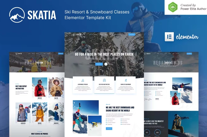 Skatia – Ski Resort & Snowboard Classes Elementor Template