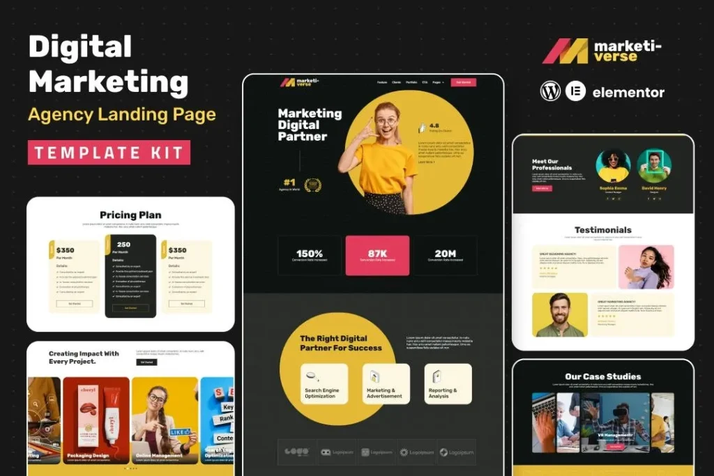 Marketiverse – Digital Marketing Services Landing Page Elementor Template