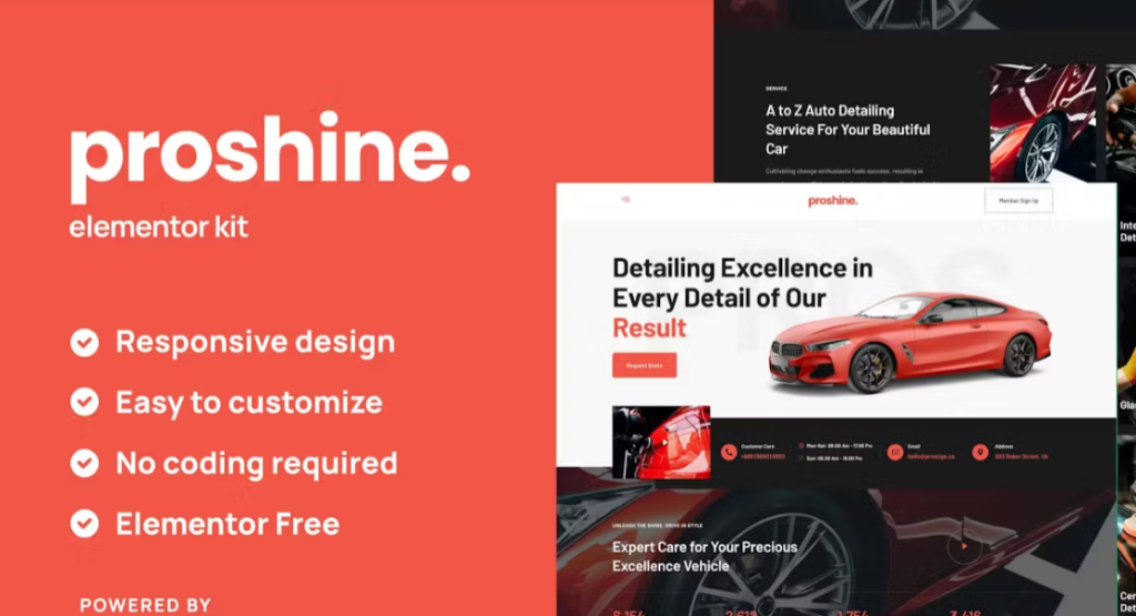 Proshine – Car Detailing & Auto Service Elementor Template