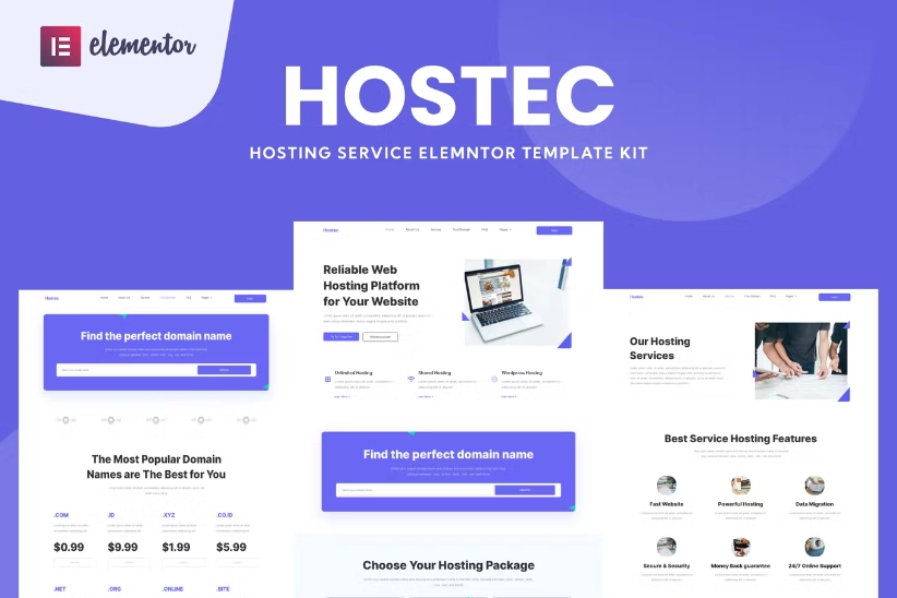 Hostec – Hosting Service Elementor Template