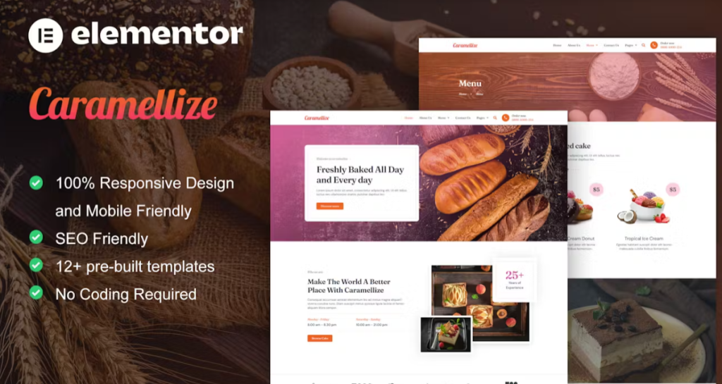 Caramellize – Bakery & Pastry Elementor Pro Template