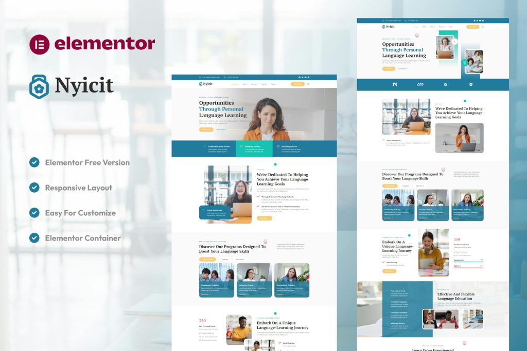 Nyicit – Language Course & Learning Center Elementor Template