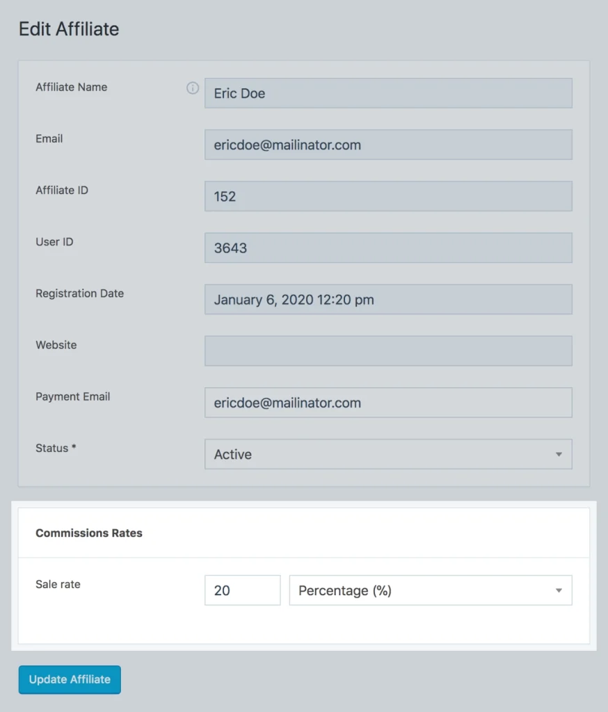 SliceWP Add-On – Affiliate Commission Rates
