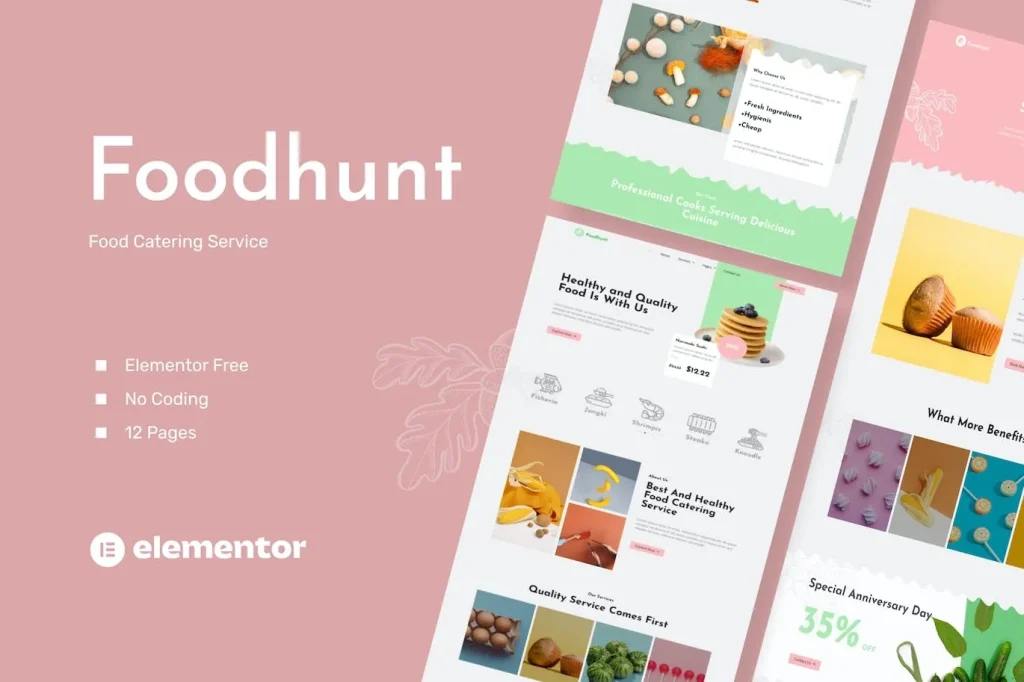 Foodhunt – Food Catering Service Elementor Template