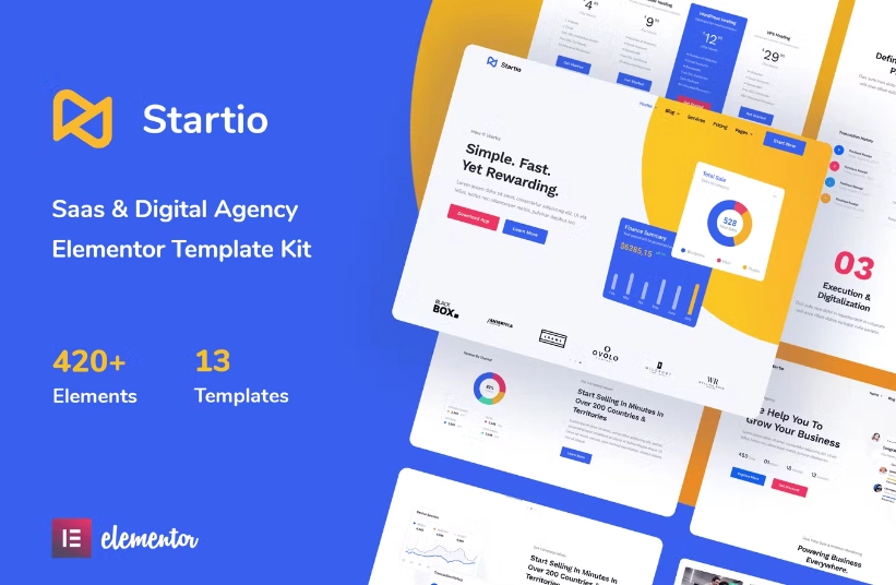 Startio – Saas & Digital Agency Elementor Template