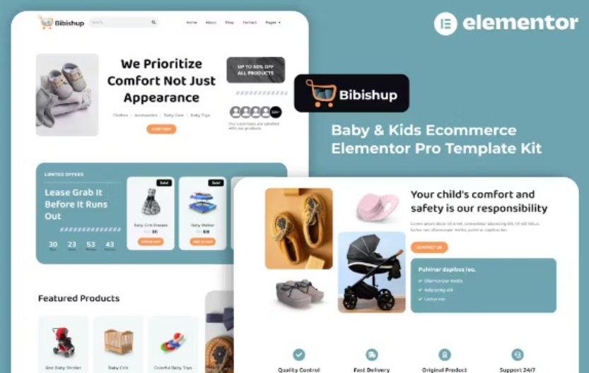 Bibishup – Baby & Kids Ecommerce Elementor Pro Template