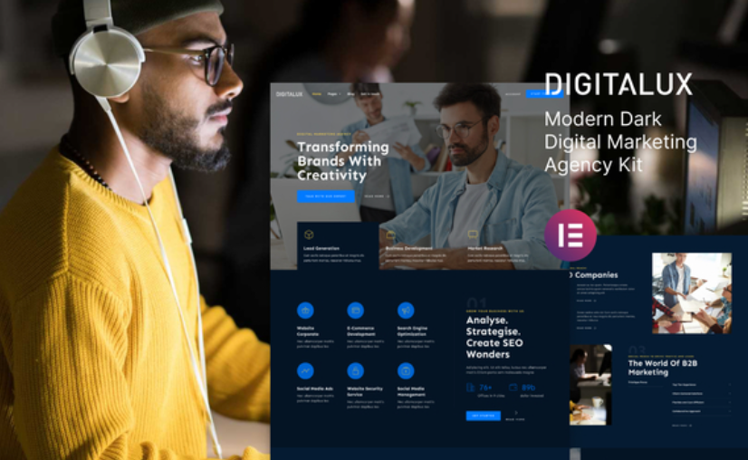 Digitalux – Modern Dark Digital Marketing Agency Template