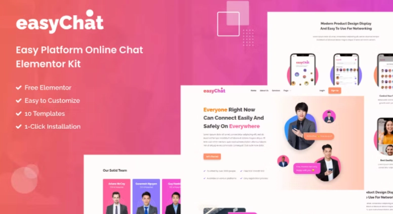 EasyChat – Online App Startup Elementor Template