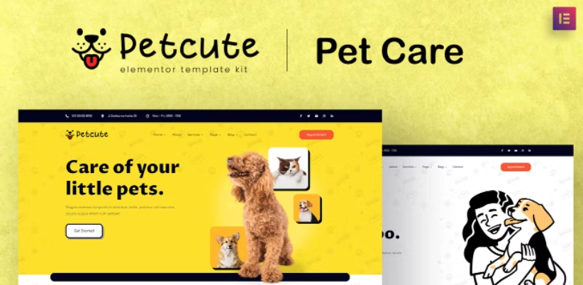 Pet Cute – Pet Care & Veterinary Elementor Template