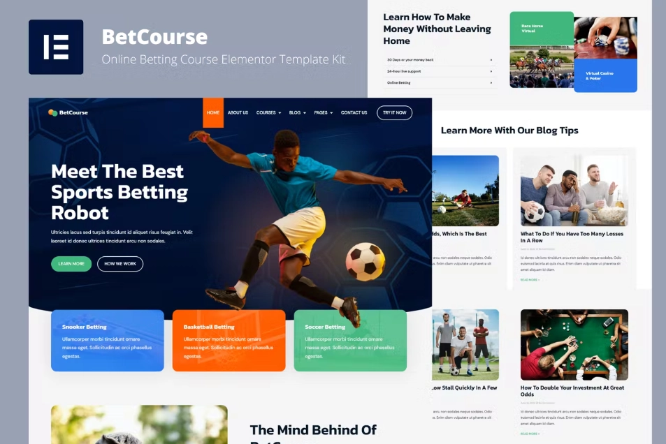 BetCourse – Sports Betting and Prediction Course Elementor Template