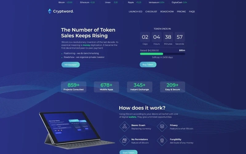 Cryptword – Cryptocurrency WordPress Elementor Theme WordPress Theme