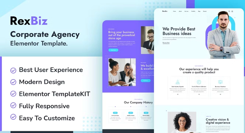 Rexbiz – Corporate Agency Elementor Template