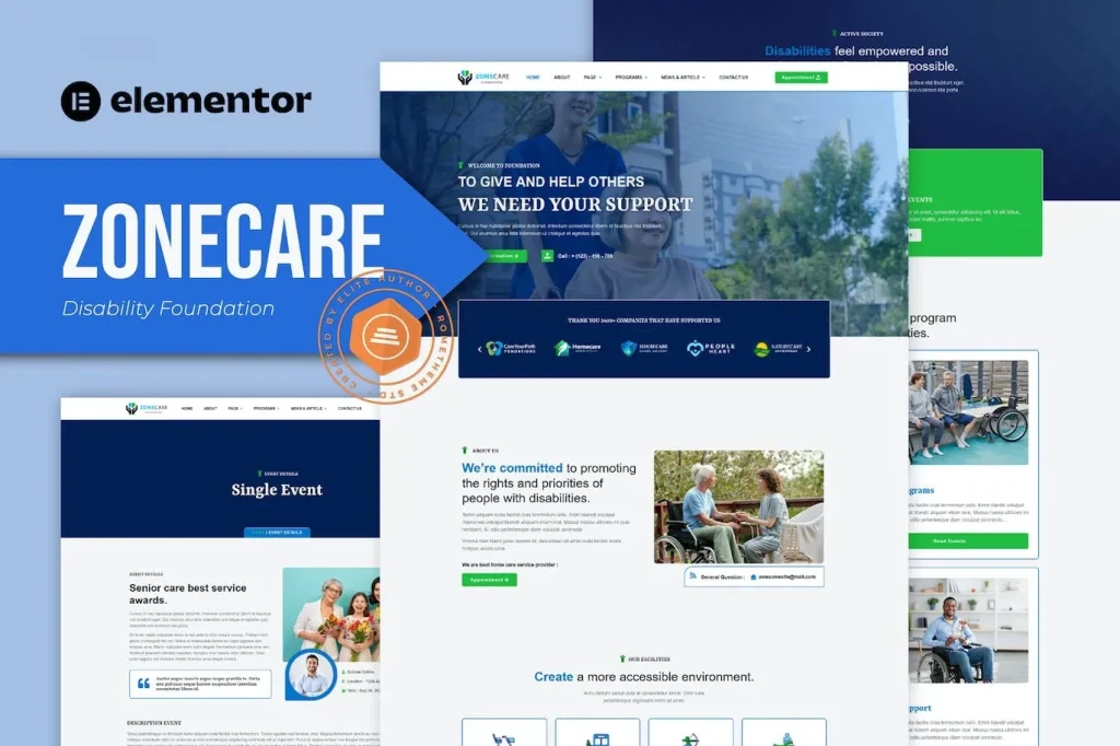 Zonecare – Disability Foundation Elementor Template
