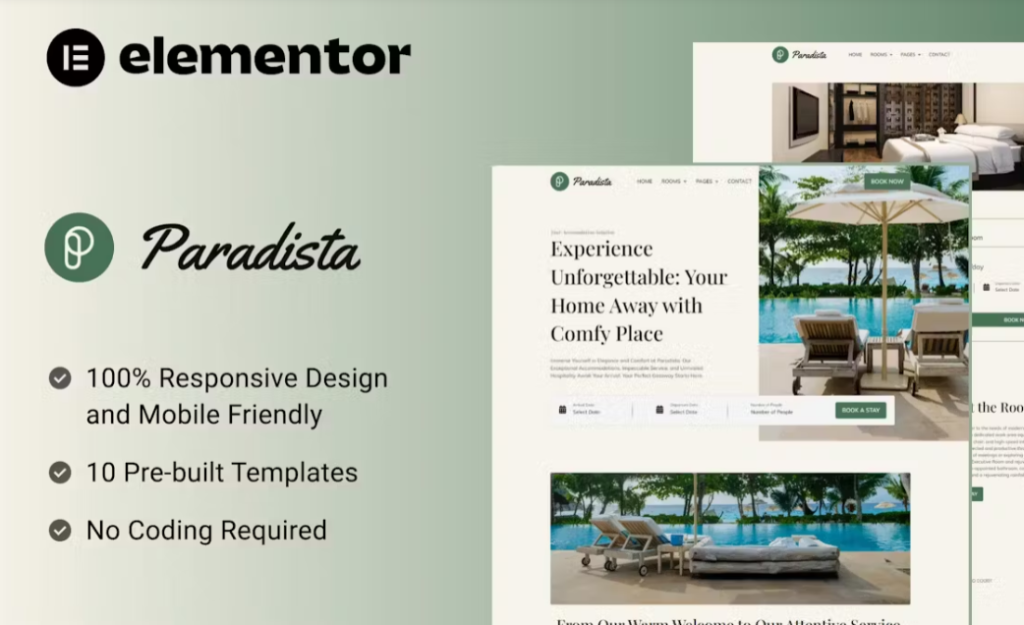 Paradista – Luxurious Accommodation Elementor Template