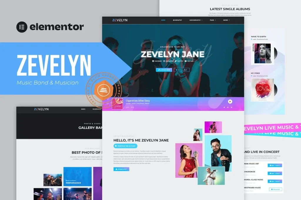 Zevelyn – Music Band & Musician Elementor Tempate
