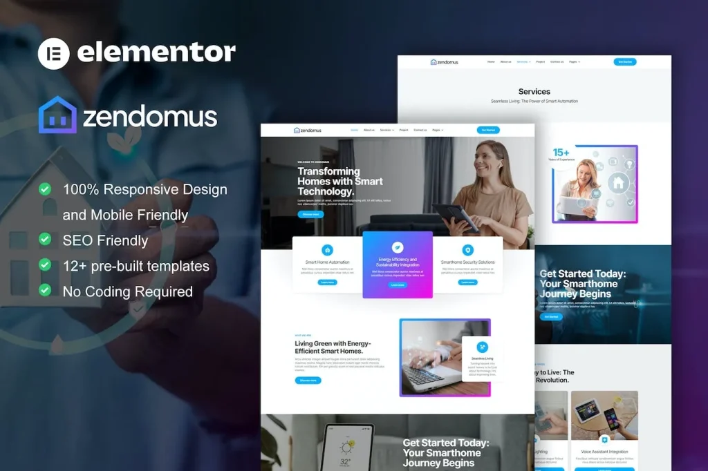Zendomus – Smart Home & Technology Services Elementor Pro Template