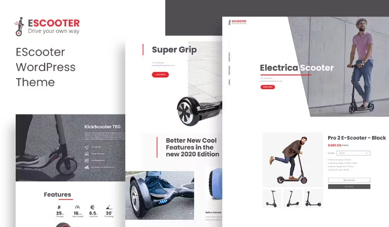 Escoot – One Page, Single Product WoocommerceTheme