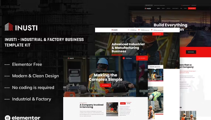 Inusti – Industrial & Factory Business Elementor Template