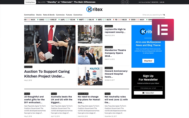 Kritex – Corporate News Blog Modern WordPress Elementor Theme WordPress Theme