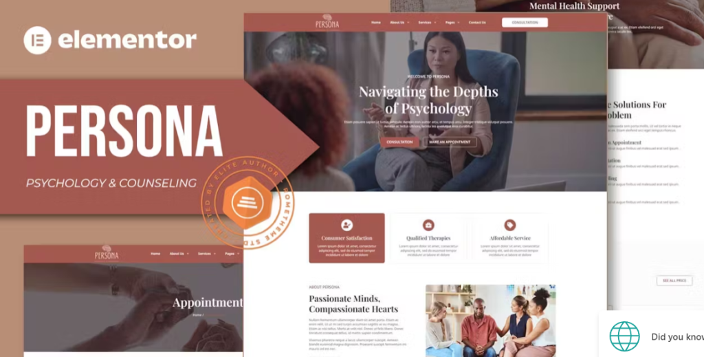 Persona – Psychology & Counseling Elementor Template