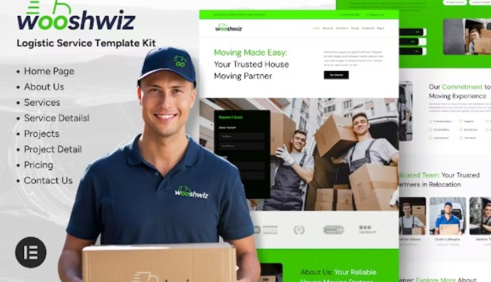 Wooshwiz – Logistic & Shipping Elementor Template