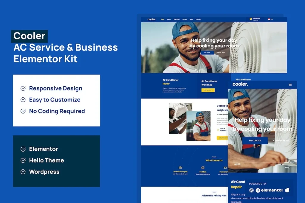 Cooler – AC Service & Business Elementor Pro Template