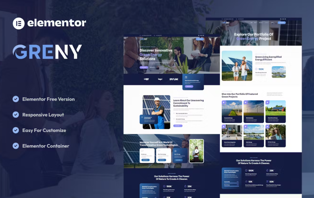 Greny – Solar & Renewable Energy Elementor Template