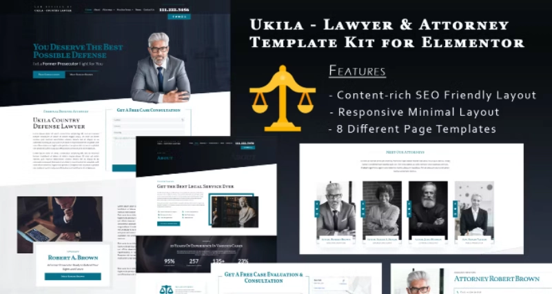 Ukila – Lawyer & Attorney Elementor Template