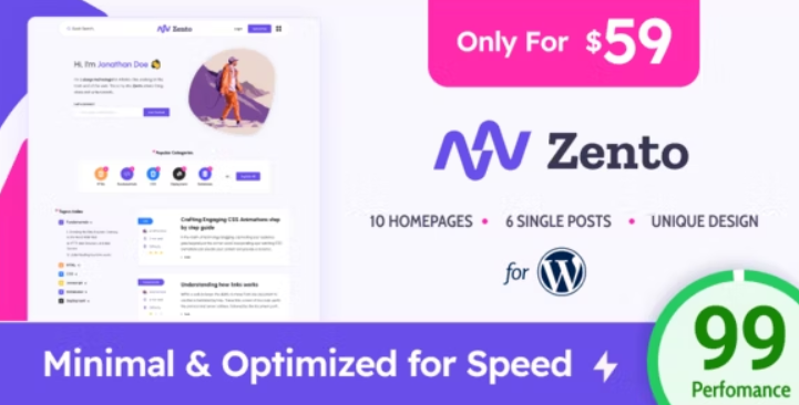 Zento – Modern & Lightweight Blog for WordPress
