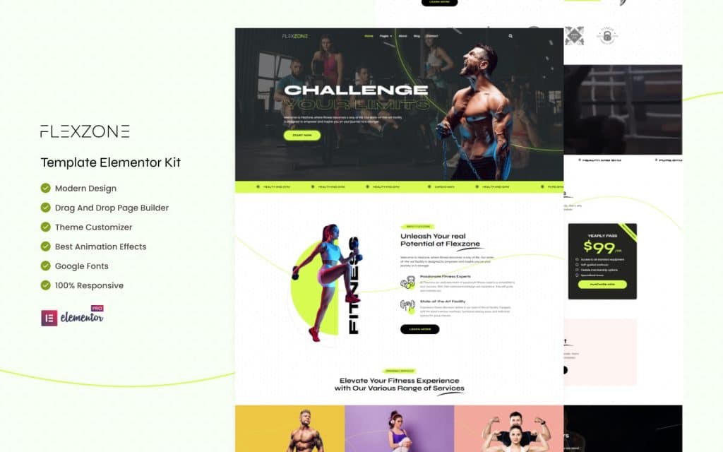 FlexZone – Gym and Fitness Elementor Template Kit