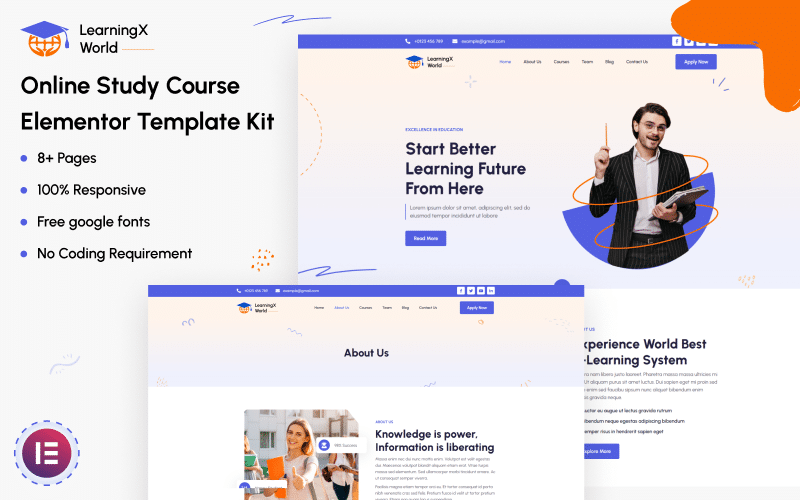 LearningX World – Online Study Course Elementor Template Kit