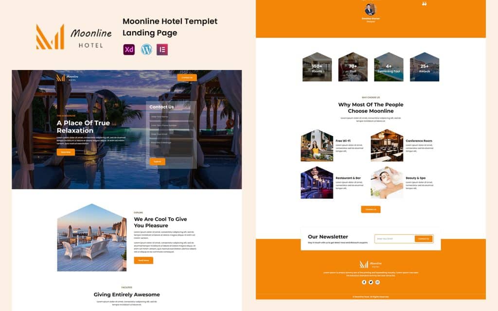 Moonline Hotel – Hotel Services Ready to Use Elementor Template