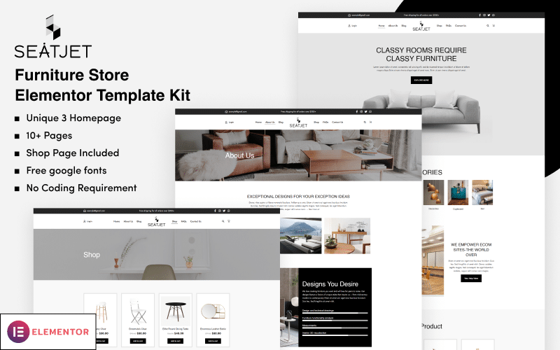 SeatJet – Furniture Store Elementor Template Kit