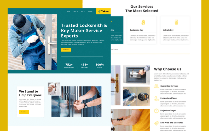 Takun – Locksmith & Key Maker Services Elementor Pro Template Kit
