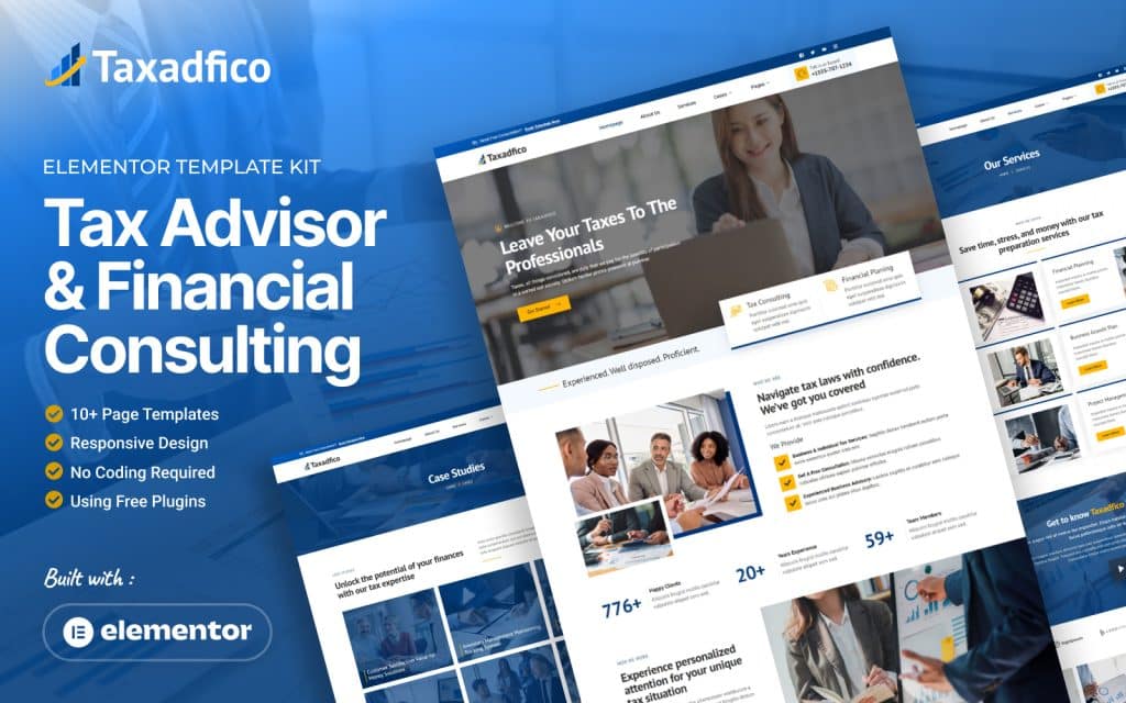 Taxadfico – Tax Advisor & Financial Consulting Elementor Template Kit