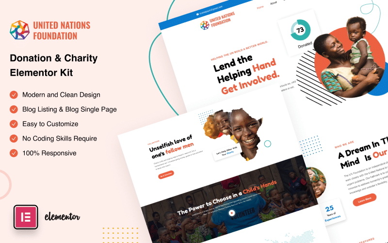 UN Foundation – Donation and Charity Fundraising Elementor Kit
