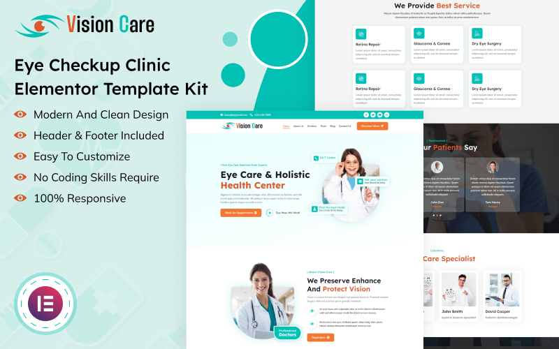 Vision Care – Eye Checkup Clinic Elementor Template Kit